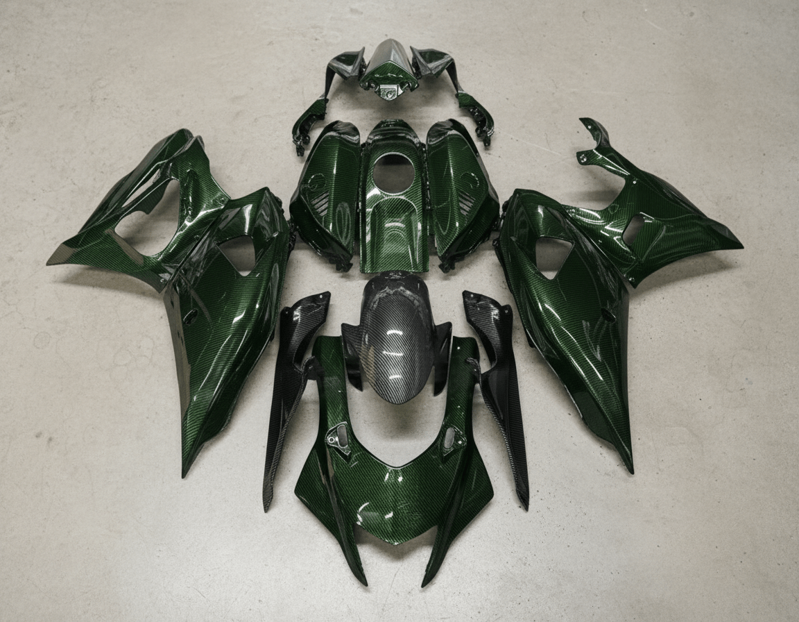 Yamaha R7 Fairings (2021-2025) Faux Carbon Fiber, Green Carbon Fiber at KingsMotorcycleFairings.com