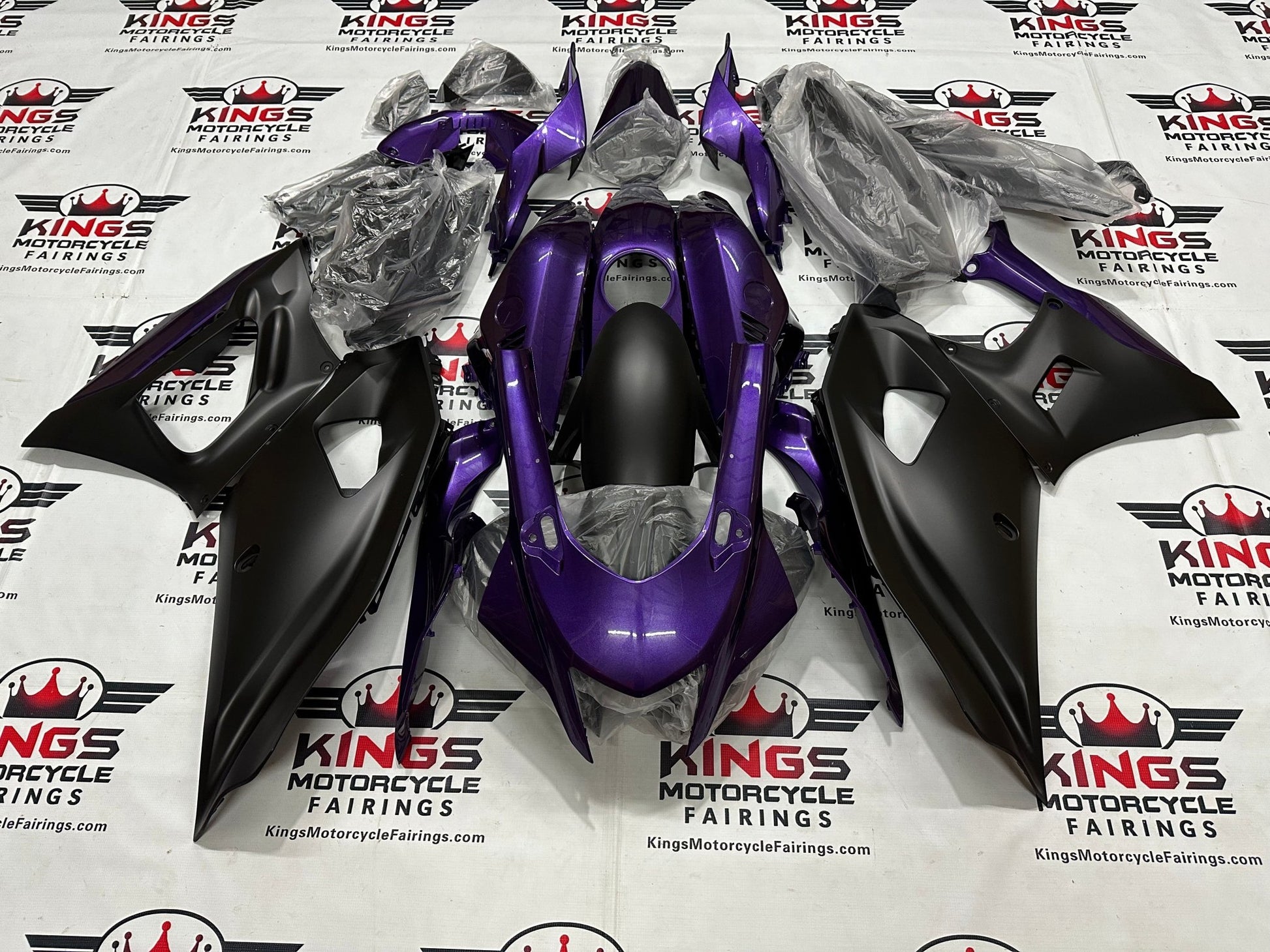 Yamaha R7 Fairings (2021-2025) Gloss Purple Gloss, Matte Black at KingsMotorcycleFairings.com