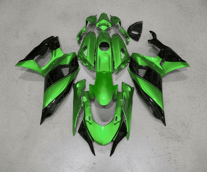 Yamaha R7 Fairings (2021-2025) Green, Black Stripe at KingsMotorcycleFairings.com