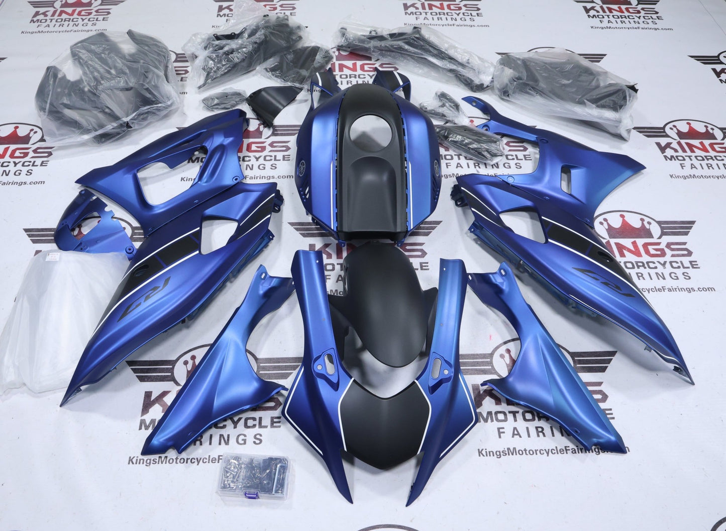Yamaha R7 Fairings (2021-2025) Matte Blue, Black, White at KingsMotorcycleFairings.com