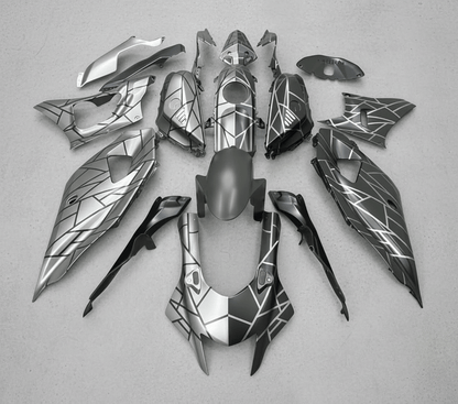 Yamaha R7 Fairings (2021-2025) Matte Silver, Matte Black, Split Stripes at KingsMotorcycleFairings.com