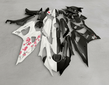 Yamaha R7 Fairings (2021-2025) Matte White, Matte Black Split, Flowers at KingsMotorcycleFairings.com
