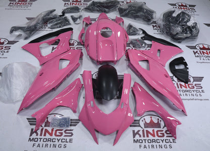 Yamaha R7 Fairings (2021-2025) Pink Gloss, Matte Black from KingsMotorcycleFairings.com