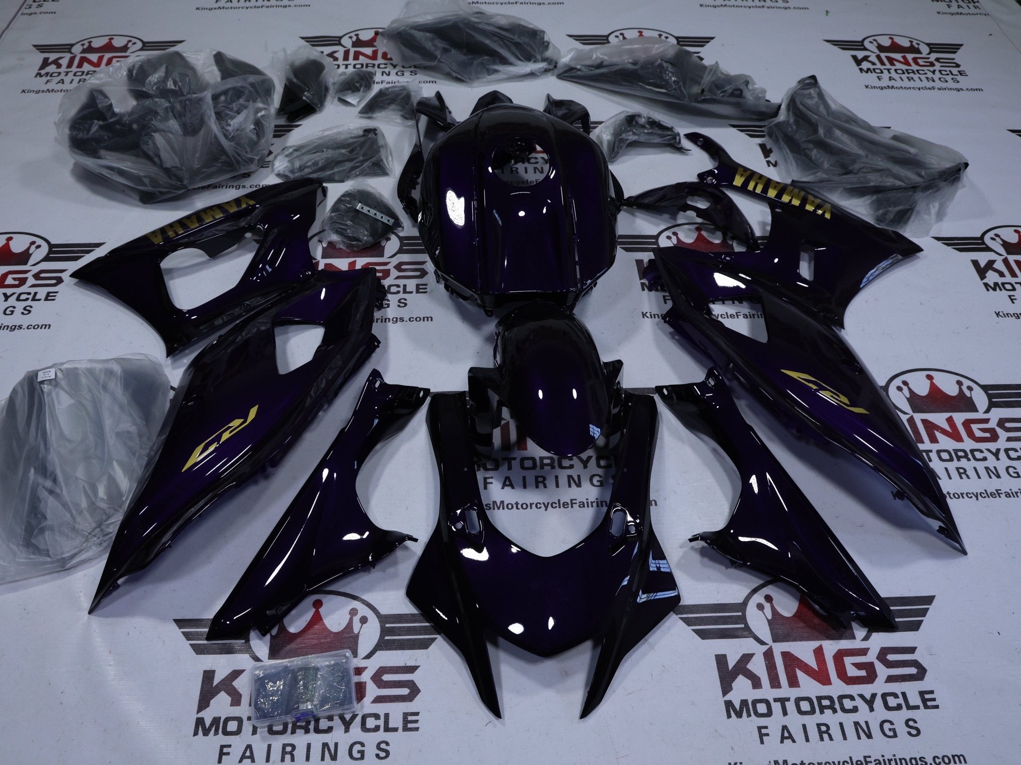 Yamaha R7 Fairings (2021-2025) Purple, Gold at KingsMotorcycleFairings.com