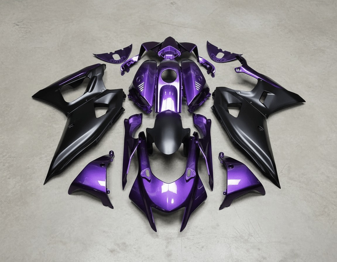 Yamaha R7 Fairings (2021-2025) Purple, Matte Black at KingsMotorcycleFairings.com
