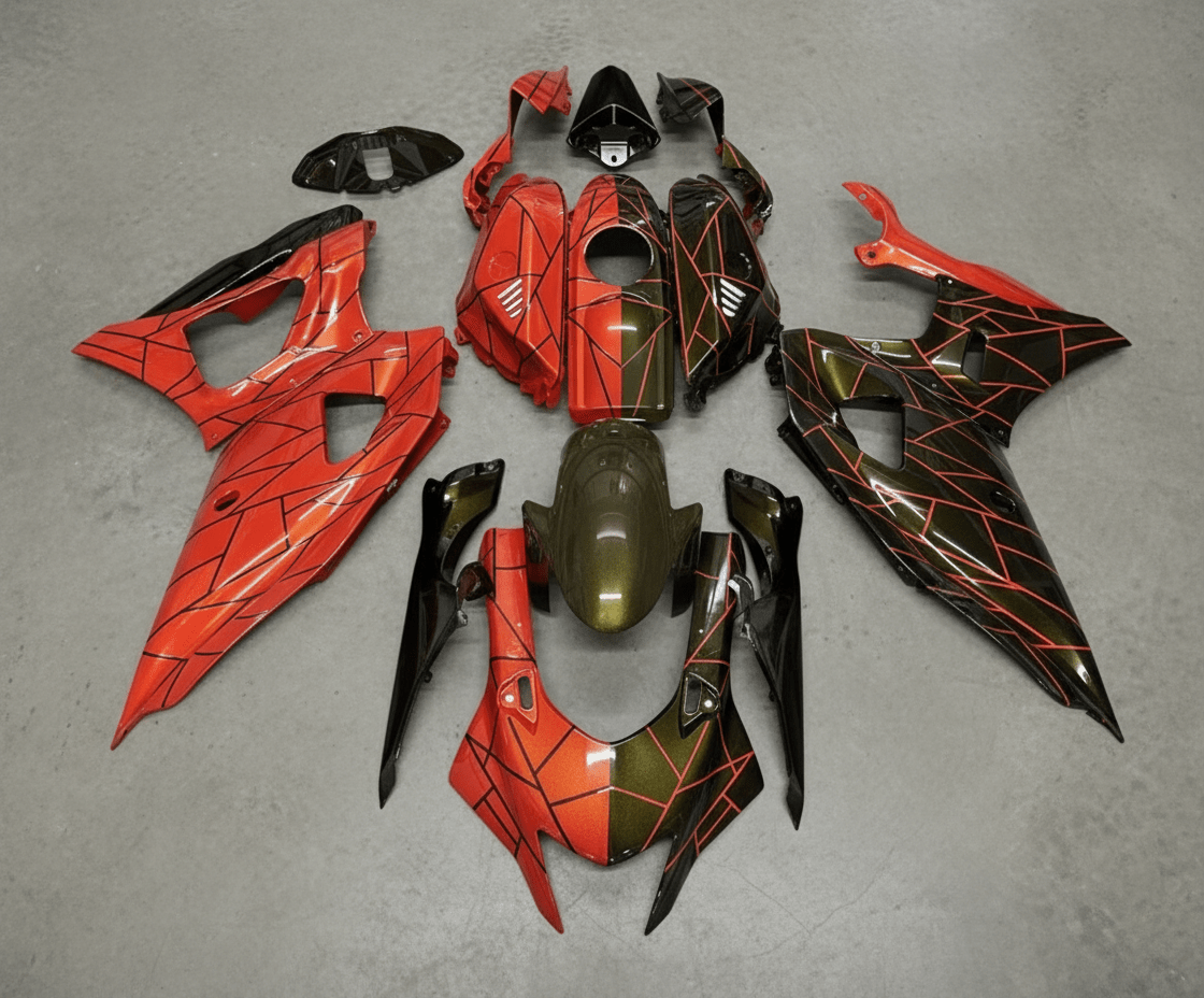 Yamaha R7 Fairings (2021-2025) Red, Black, Cracks at KingsMotorcycleFairings.com
