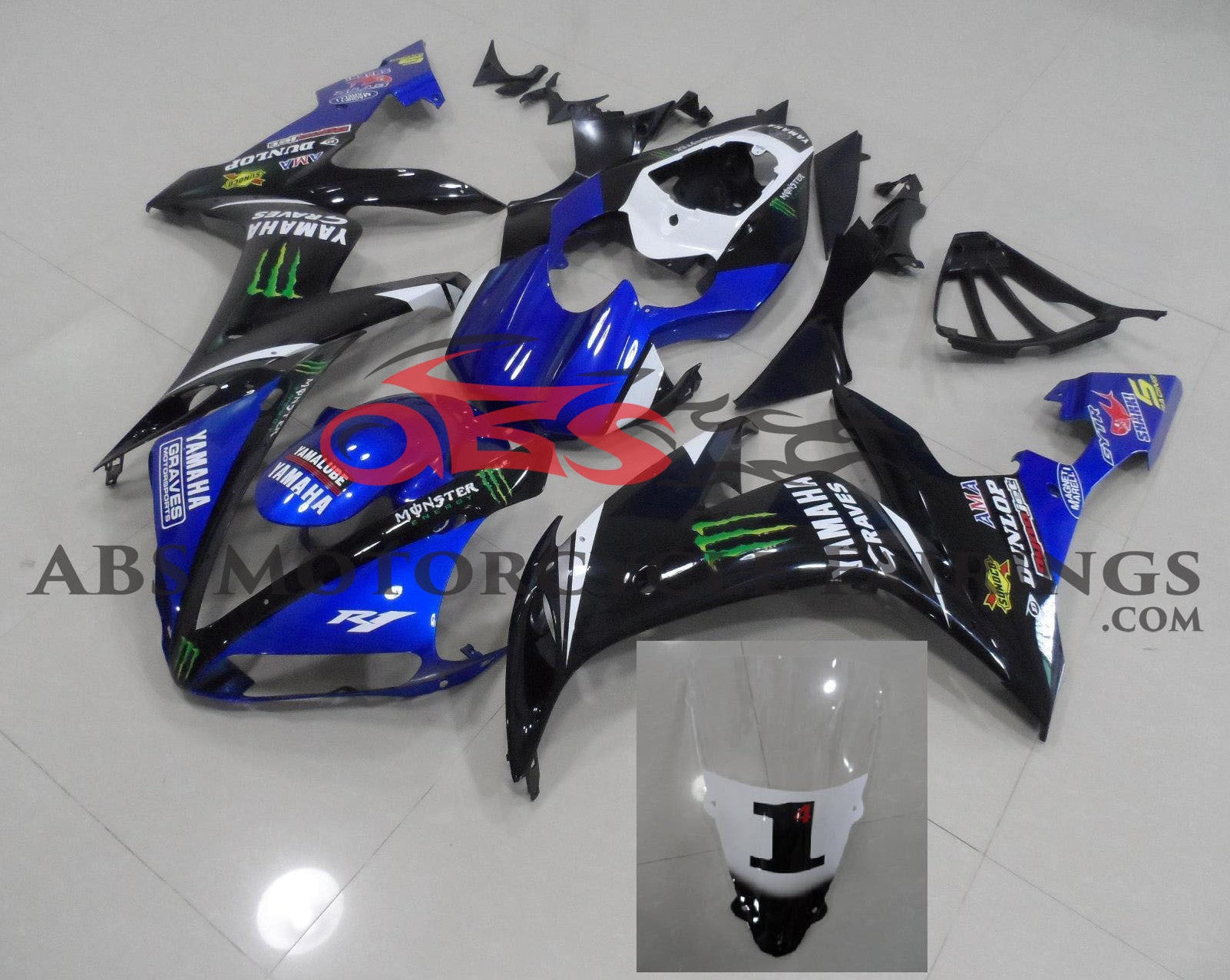 Yamaha YZF-R1 Fairings (2004-2006) Blue, Black, Monster at KingsMotorcycleFairings.com