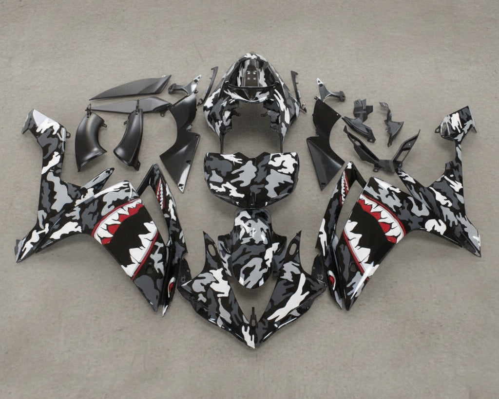 Yamaha YZF-R1 Fairings (2007-2008) Black Camouflage Shark at KingsMotorcycleFairings.com