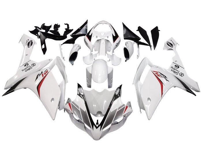 Yamaha R1 Fairings (2007-2008) White, Black, Red Stripes at KingsMotorcycleFairings.com