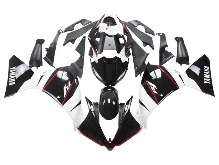 Yamaha R1 Fairings (2009-2011) Black, White, Red Stripe at KingsMotorcycleFairings.com