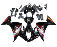 Yamaha R1 Fairings (2012-2014) Black, Silver, Red Stripe at KingsMotorcycleFairings.com