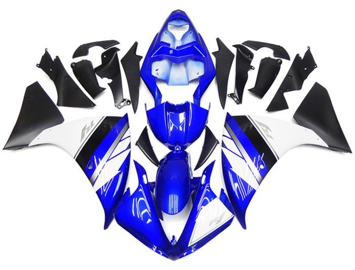 Yamaha R1 Fairings (2012-2014) Blue, White, Black, Silver Stripe at KingsMotorcycleFairings.com