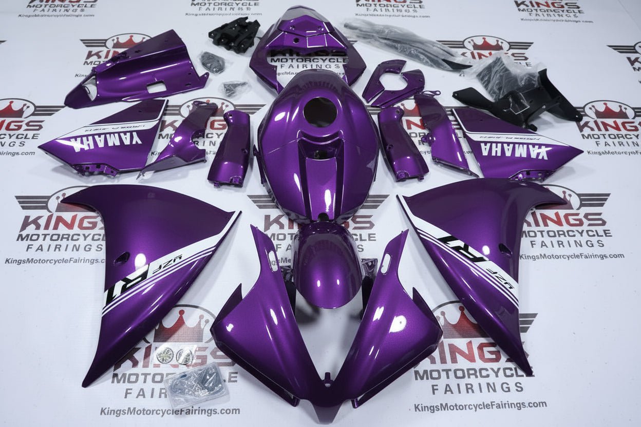 Yamaha YZF-R1 Fairings (2012-2014) Purple, White Stripe at KingsMotorcycleFairings.com