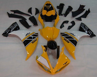 Yamaha R1 Fairings (2012-2014) Yellow, Black, White Stripe at KingsMotorcycleFairings.com