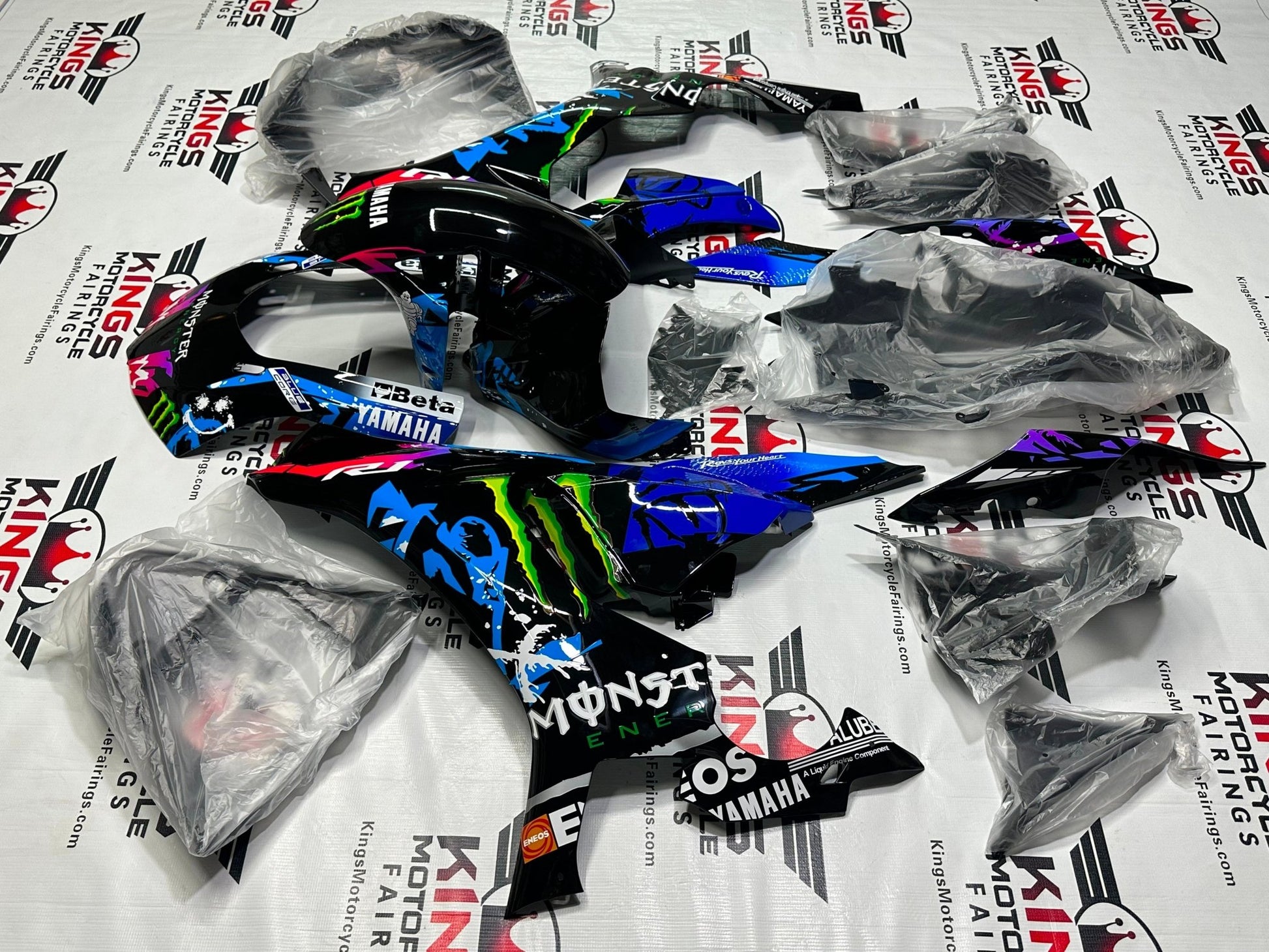 Yamaha YZF-R1 Fairings (2015-2019) Black, Blue Monster from KingsMotorcycleFairings.com