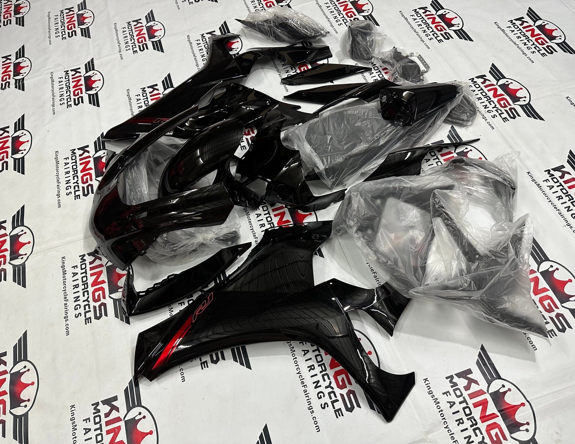 Yamaha YZF-R1 Fairings (2020-2025) Black, Red from KingsMotorcycleFairings.com
