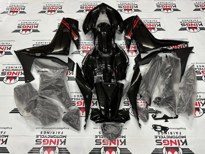 Yamaha YZF-R3 Fairings (2015-2018) Black, Red Stripe by KingsMotorcycleFairings.com