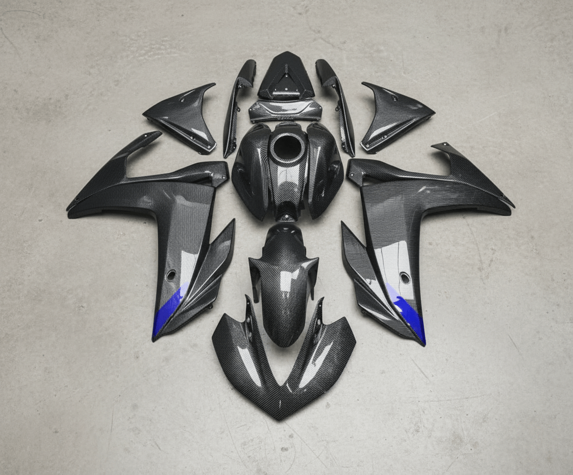 Yamaha YZF-R3 Fairings (2015-2018) Carbon Fiber Style, Blue at KingsMotorcycleFairings.com