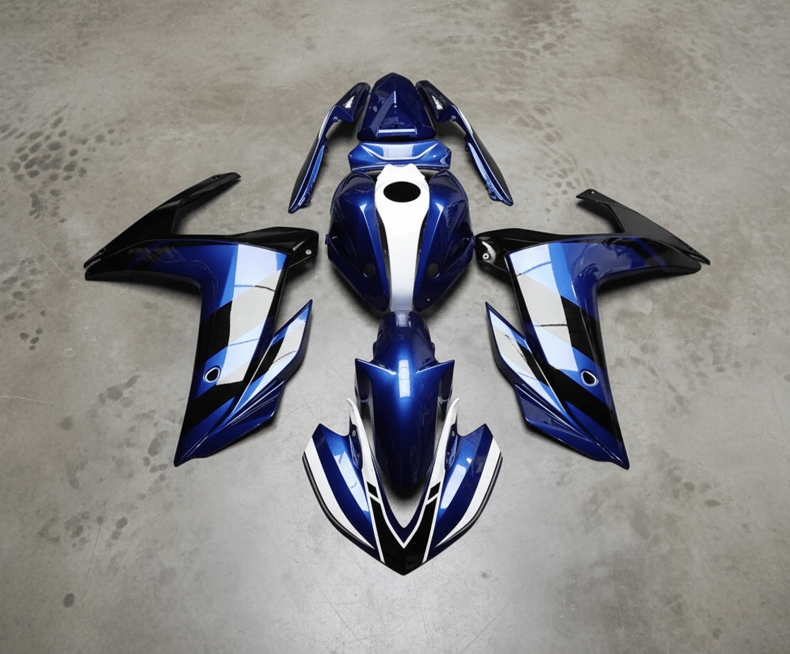 Yamaha YZF-R3 Fairings (2015-2018) Dark Blue, Black, White at KingsMotorcycleFairings.com