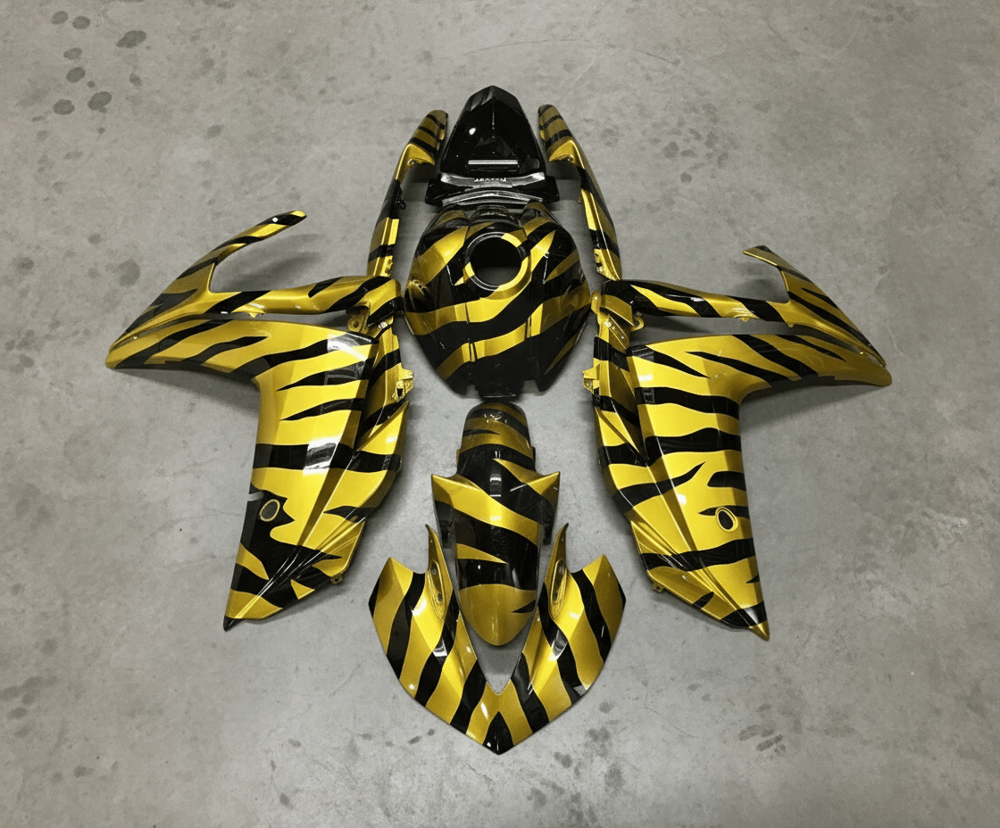 Yamaha YZF-R3 Fairings (2015-2018) Gold, Black Zebra at KingsMotorcycleFairings.com