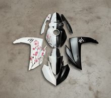 Yamaha YZF-R3 Fairings (2015-2018) Matte White, Matte Black Split Flowers at KingsMotorcycleFairings.com