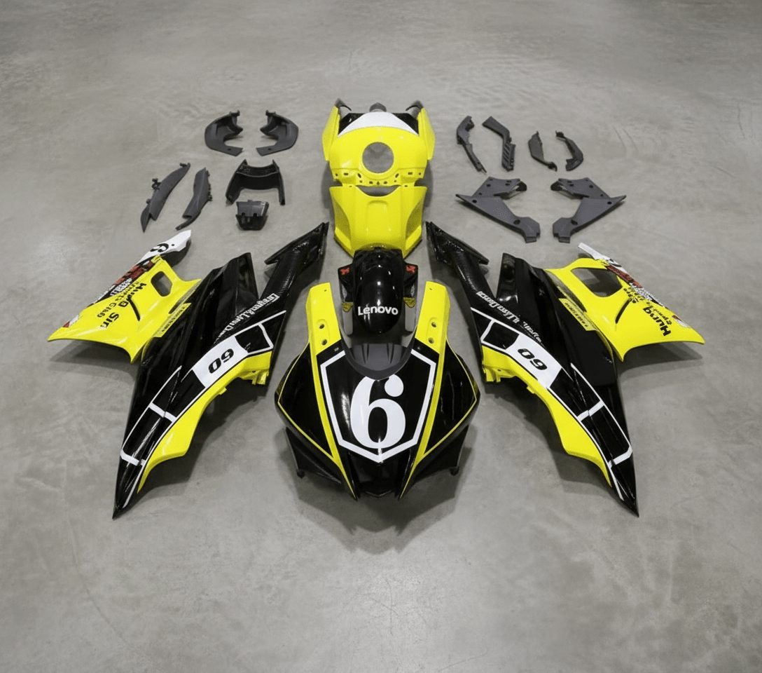 Yamaha YZF-R3 Fairings (2019-2021) Black, Yellow, White at KingsMotorcycleFairings.com