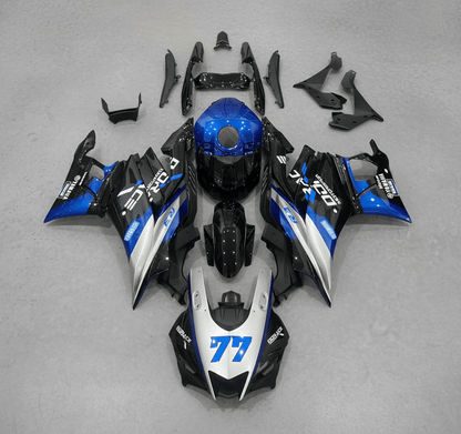 Yamaha YZF-R3 Fairings (2019-2021) Blue, Silver, Black 77 at KingsMotorcycleFairings.com