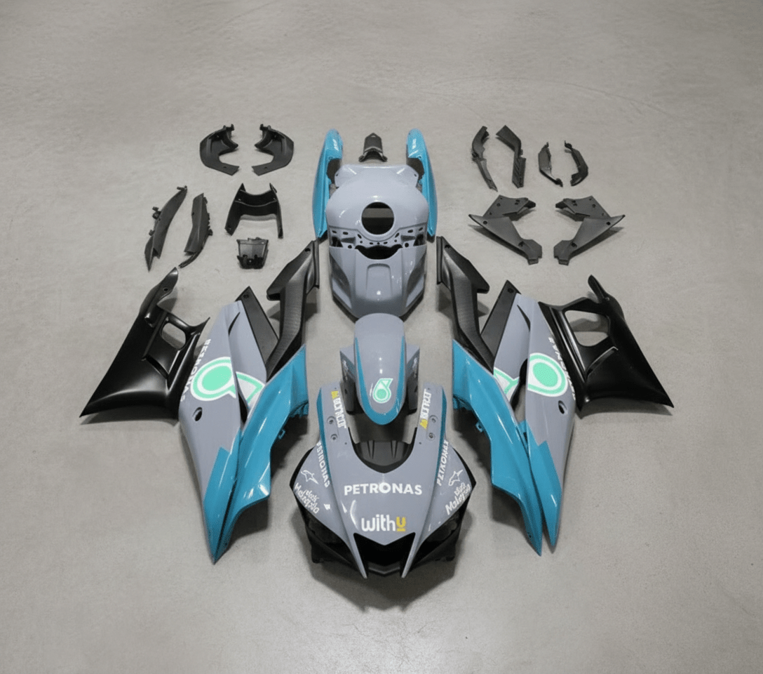 Yamaha YZF-R3 Fairings (2019-2021) Gray, Blue, Matte Black Petronas at KingsMotorcycleFairings.com