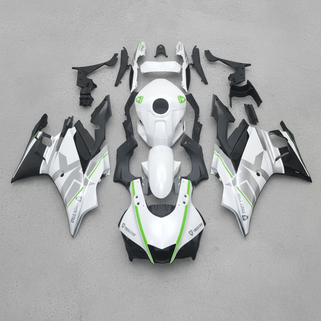 Yamaha YZF-R3 Fairings (2019-2021) White, Silver, Green at KingsMotorcycleFairings.com