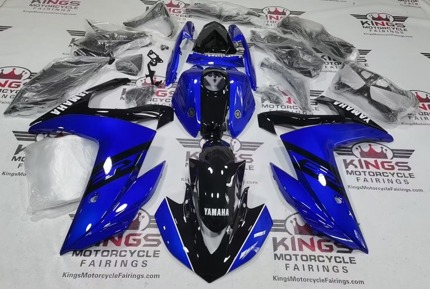 Yamaha YZF-R3 Firings (2015-2018) Blue, Black, White Stripe at KingsMotorcycleFairings.com