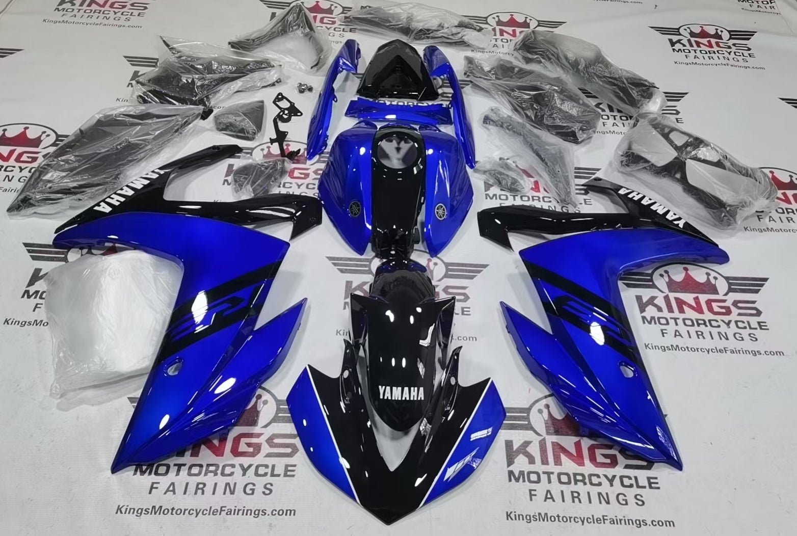 Yamaha YZF-R3 Firings (2015-2018) Blue, Black, White Stripe at KingsMotorcycleFairings.com