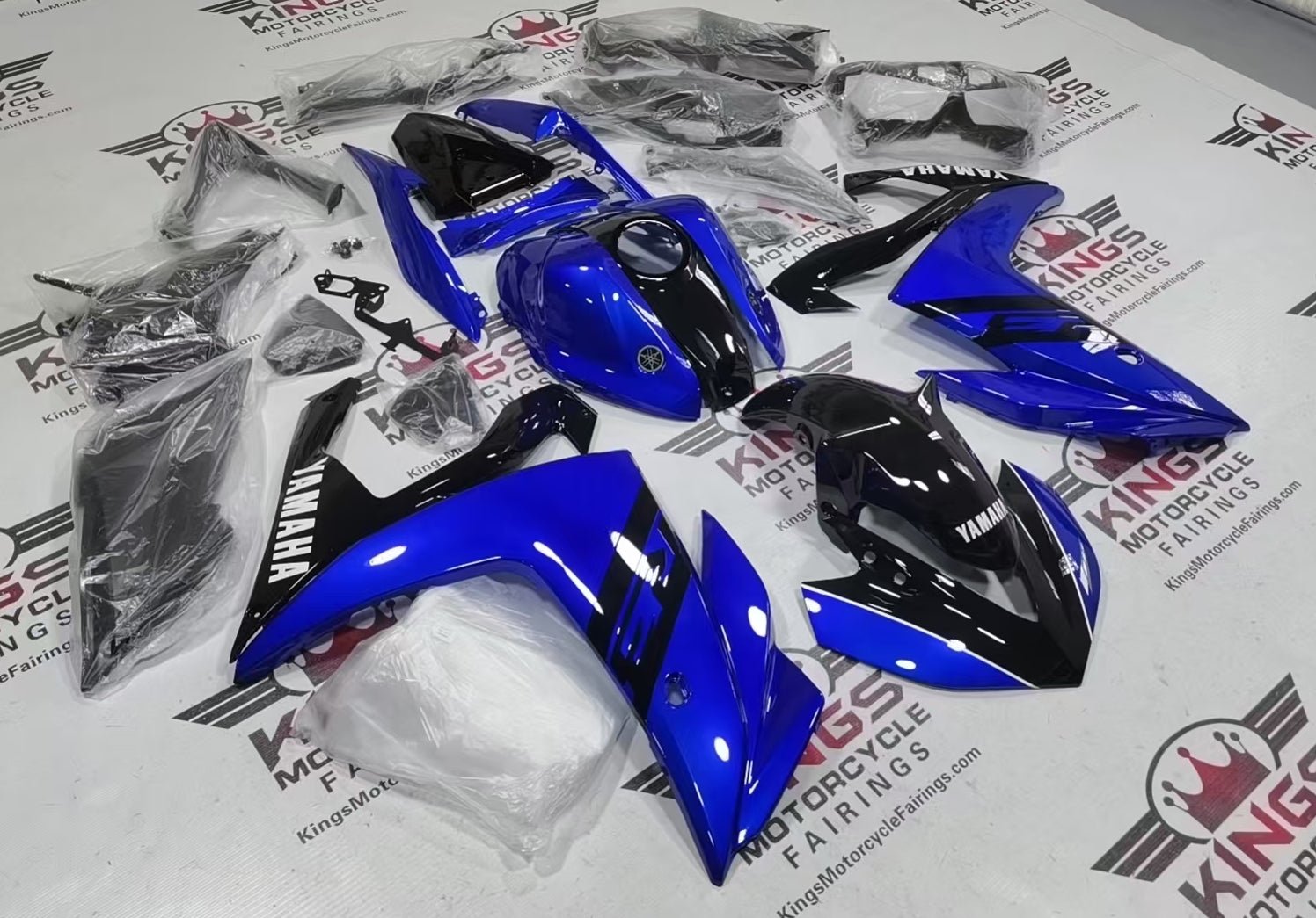 Yamaha YZF-R3 Firings (2015-2018) Blue, Black, White from KingsMotorcycleFairings.com