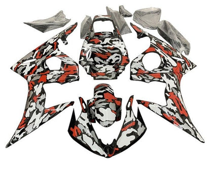 Yamaha R6 Fairings (2003-2004) Black, Red, Gray Camouflage at KingsMotorcycleFairings.com