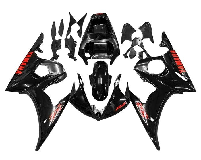 Yamaha R6 Fairings (2003-2004) Black, Red at KingsMotorcycleFairings.com