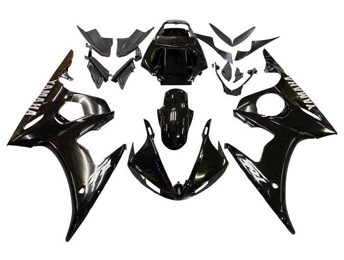 Yamaha R6 Fairings (2003-2004) Black, Silver at KingsMotorcycleFairings.com