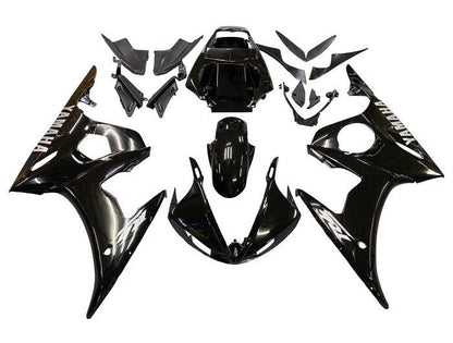Yamaha R6 Fairings (2003-2004) Black, Silver at KingsMotorcycleFairings.com