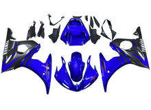 Yamaha YZF-R6 Fairings (2003-2004) Blue, Black Flames at KingsMotorcycleFairings.com