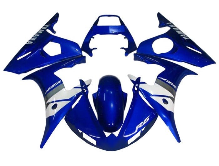 Yamaha YZF-R6 Fairings (2003-2004) Blue, White, Gray at KingsMotorcycleFairings.com
