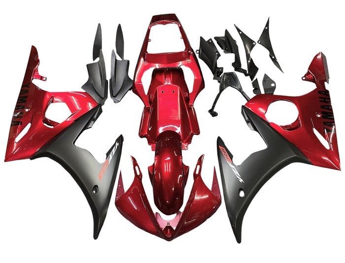 Yamaha R6 Fairings (2003-2004) Dark Red, Matte Black, White at KingsMotorcycleFairings.com