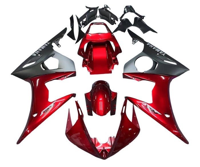 Yamaha R6 Fairings (2003-2004) Dark Red, Matte Black at KingsMotorcycleFairings.com