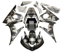 Yamaha R6 Fairings (2003-2004) Matte Black, Silver, Geometric at KingsMotorcycleFairings.com