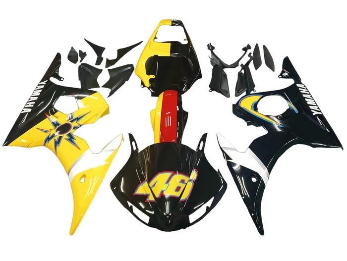 Yamaha R6 Fairings (2003-2004) Yellow, Black, Sun, Moon at KingsMotorcycleFairings.com