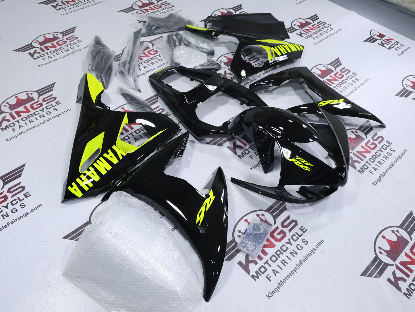 Yamaha YZF-R6 Fairings (2005) Black, Neon Yellow at KingsMotorcycleFairings.com