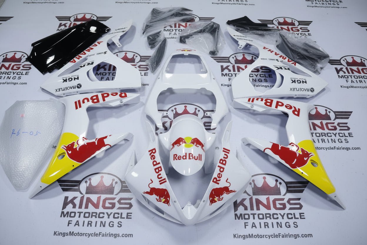 Yamaha YZF-R6 Fairings (2005) White, Yellow, Red Bull at KingsMotorcycleFairings.com