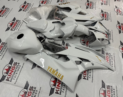 Yamaha YZF-R6 Fairings (2006-2007) Gloss White, Gold at KingsMotorcycleFairings.com