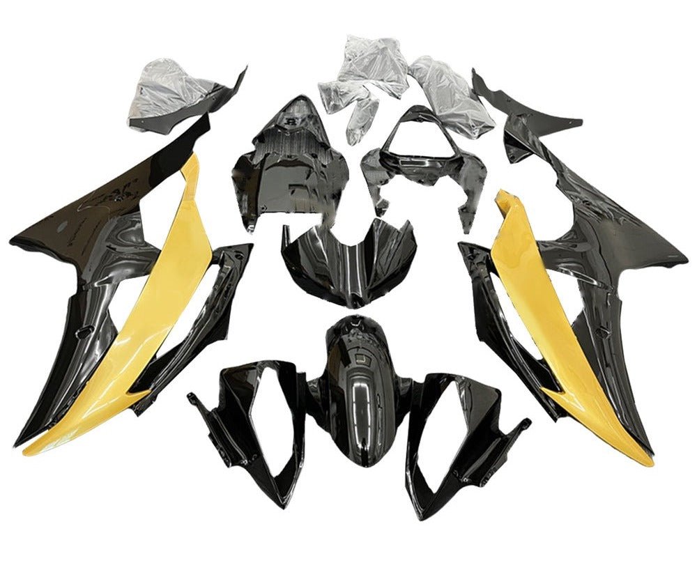 Yamaha R6 Fairings (2008-2016) Black, Yellow Gold at KingsMotorcycleFairings.com