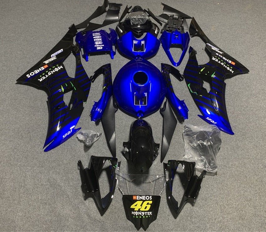Yamaha R6 Fairings (2008-2016) Blue, Black Stripe, Eneos at KingsMotorcycleFairings.com