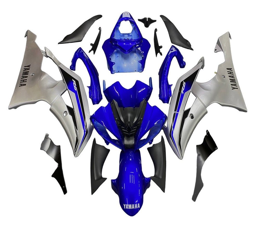 Yamaha R6 Fairings (2008-2016) Blue, Silver, Black at KingsMotorcycleFairings.com
