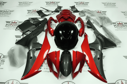 Yamaha YZF-R6 Fairings (2008-2016) Faux Carbon Fiber, Red, Black at KingsMotorcycleFairings.com