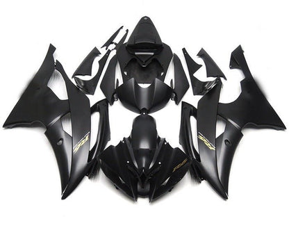 Yamaha YZF-R6 Fairings (2008-2016) Flat Black, Gold at KingsMotorcycleFairings.com